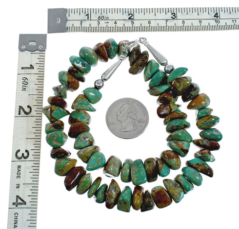 Turquoise Genuine Sterling Silver Southwest Bead Necklace TX10128