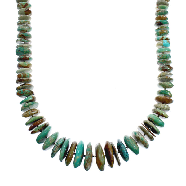 Southwestern Turquoise Genuine Sterling Silver Bead Necklace X10129