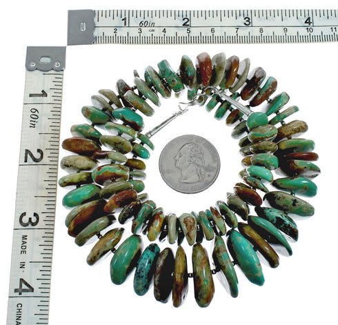 Southwestern Turquoise Genuine Sterling Silver Bead Necklace X10129