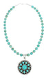Native American Navajo Turquoise And Silver Pendant Necklace Set TX10130