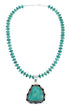 Navajo Turquoise And Silver Native American Pendant Necklace Set TX10131