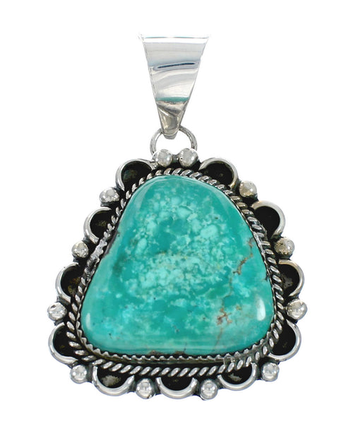 Navajo Turquoise And Silver Native American Pendant Necklace Set TX10131