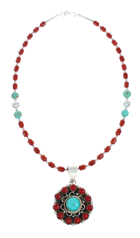 Native American Navajo Multicolor Sterling Silver Necklace Set TX10133