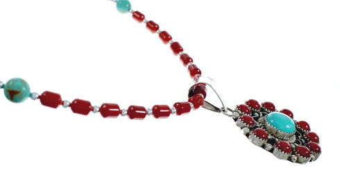 Native American Navajo Multicolor Sterling Silver Necklace Set TX10133