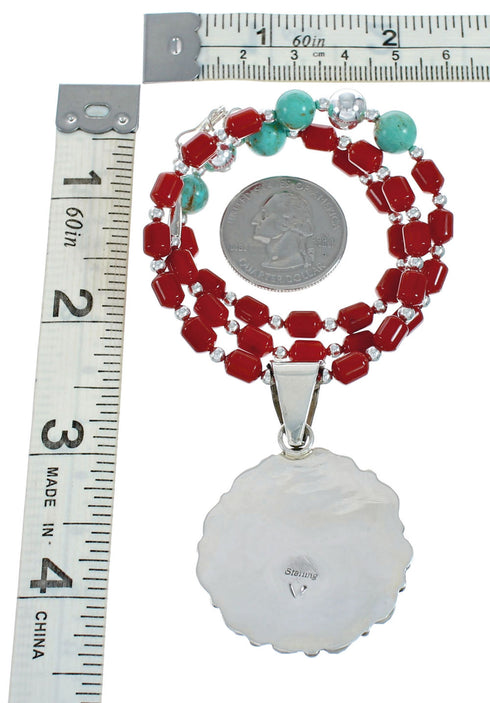 Native American Navajo Multicolor Sterling Silver Necklace Set TX10133