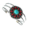 Navajo Turquoise Coral Native American Sterling Silver Cuff Bracelet TX10136
