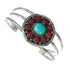 Navajo Turquoise Coral Native American Sterling Silver Cuff Bracelet TX10136