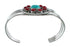 Navajo Turquoise Coral Native American Sterling Silver Cuff Bracelet TX10136