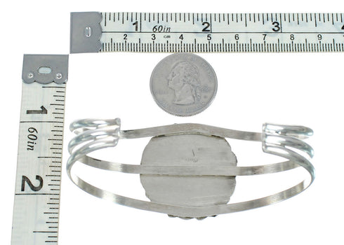 Navajo Turquoise Coral Native American Sterling Silver Cuff Bracelet TX10137