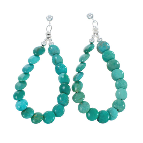 Southwestern Silver Turquoise Post Dangle Earrings TX10139