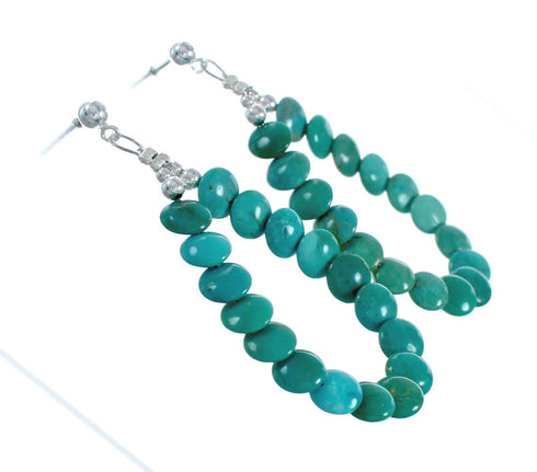 Southwestern Silver Turquoise Post Dangle Earrings TX10139