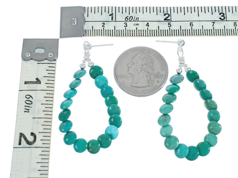 Southwestern Silver Turquoise Post Dangle Earrings TX10139