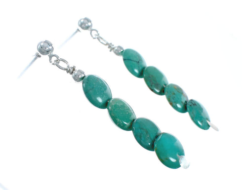 Genuine Turquoise Sterling Silver Post Dangle Earrings TX10140