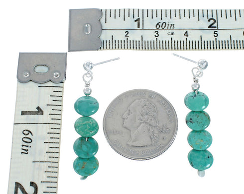 Genuine Turquoise Sterling Silver Post Dangle Earrings TX10140