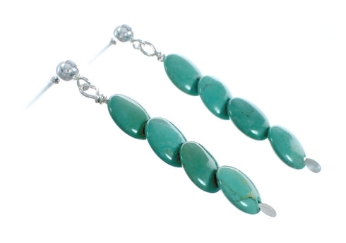 Genuine Turquoise Sterling Silver Post Dangle Earrings TX10141