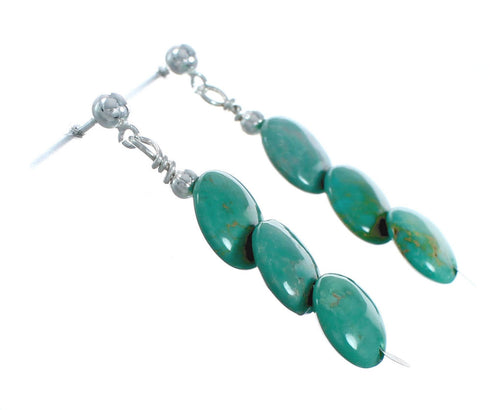Genuine Turquoise Sterling Silver Post Dangle Earrings TX10142