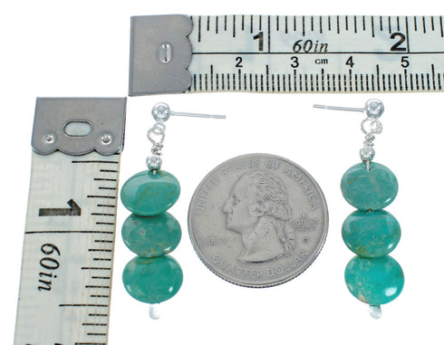 Genuine Turquoise Sterling Silver Post Dangle Earrings TX10142