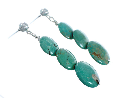 Genuine Turquoise Sterling Silver Post Dangle Earrings TX10143