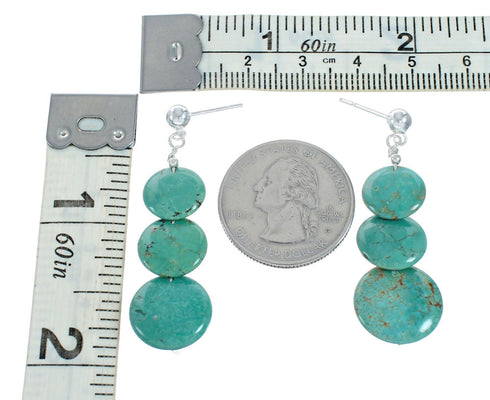 Genuine Turquoise Sterling Silver Post Dangle Earrings TX10143