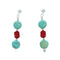 Turquoise And Coral Sterling Silver Post Dangle Earrings TX10147