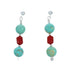 Turquoise And Coral Sterling Silver Post Dangle Earrings TX10147