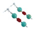 Turquoise And Coral Sterling Silver Post Dangle Earrings TX10147