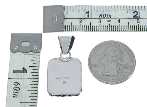 Native American Turquoise Sterling Silver Navajo Pendant TX10152