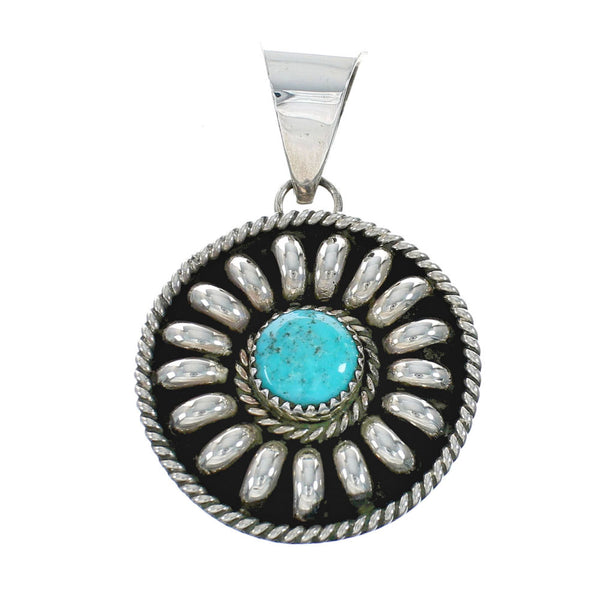 Navajo Native American Sterling Silver Turquoise Pendant TX10055