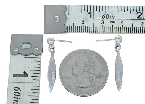 Southwestern Turquoise Silver Inlay Post Dangle Earrings TX10057