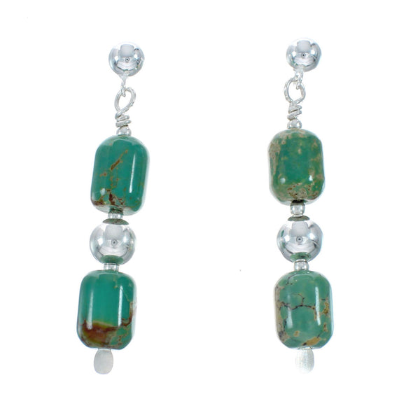 Navajo Turquoise Bead Post Dangle Earrings TX10059