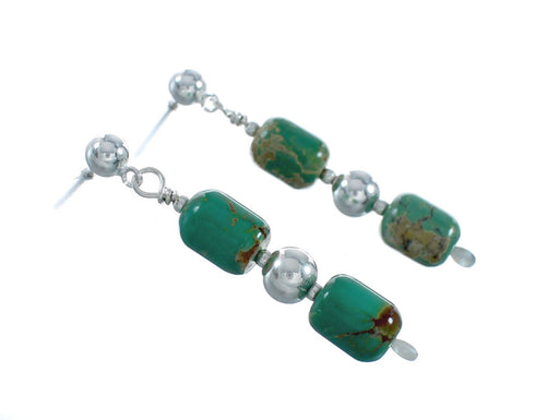 Navajo Turquoise Bead Post Dangle Earrings TX10059