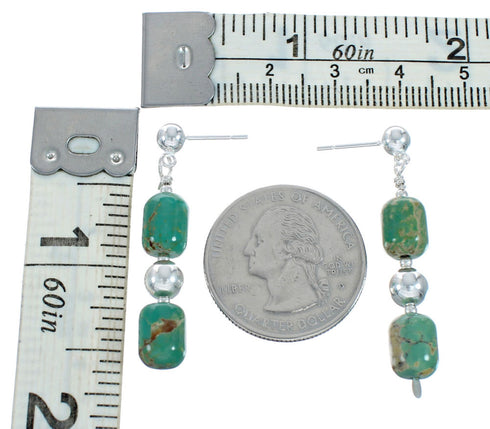 Navajo Turquoise Bead Post Dangle Earrings TX10059