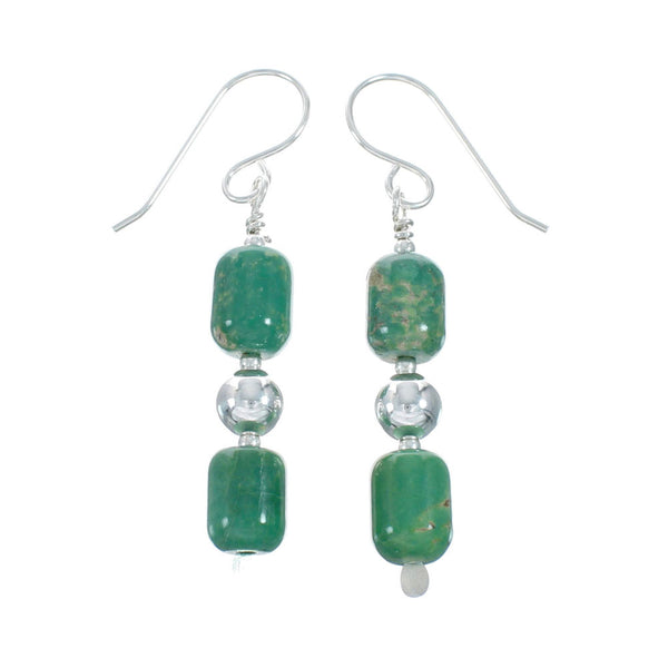 Turquoise And Sterling Silver Hook Dangle Earrings Jewelry TX10058