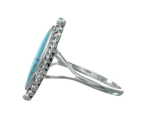 Silver And Turquoise Inlay Jewelry Ring Size 8-3/4 TX10068