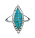 Turquoise Inlay Silver Jewelry Ring Size 7-3/4 TX10082