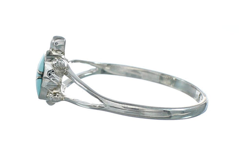 Genuine Southwestern Turquoise Inlay Sterling Silver Navajo Turtle Ring 8-3/4 TX10091