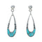 Genuine Turquoise Inlay Sterling Silver Post Dangle Earrings TX10224
