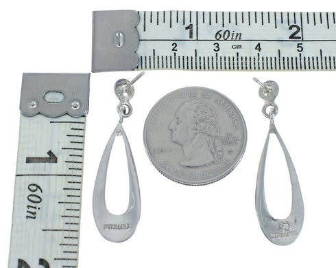 Genuine Turquoise Inlay Sterling Silver Post Dangle Earrings TX10224