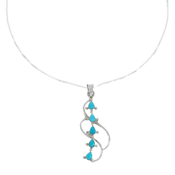 Turquoise Inlay Sterling Silver Chain Necklace Set TX10225