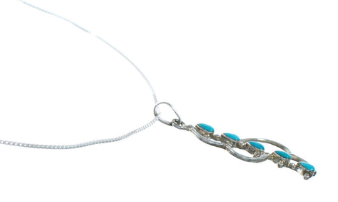 Turquoise Inlay Sterling Silver Chain Necklace Set TX10225