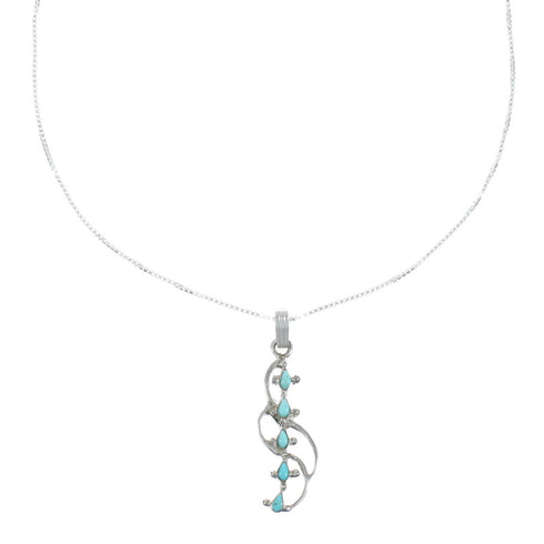 Turquoise Inlay Sterling Silver Chain Necklace Set TX10226