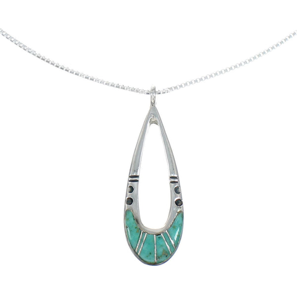 Genuine Turquoise Inlay Sterling Silver Chain Necklace Set TX10227