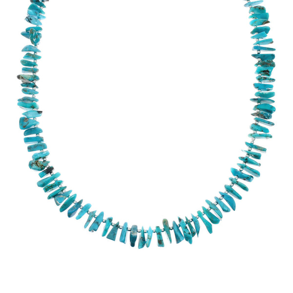 Genuine Southwestern Turquoise Sterling Silver Bead Necklace TX10167