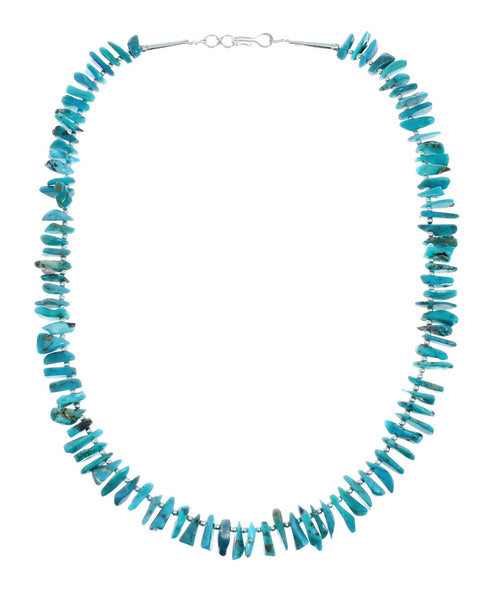 Genuine Southwestern Turquoise Sterling Silver Bead Necklace TX10167