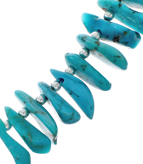 Genuine Southwestern Turquoise Sterling Silver Bead Necklace TX10167