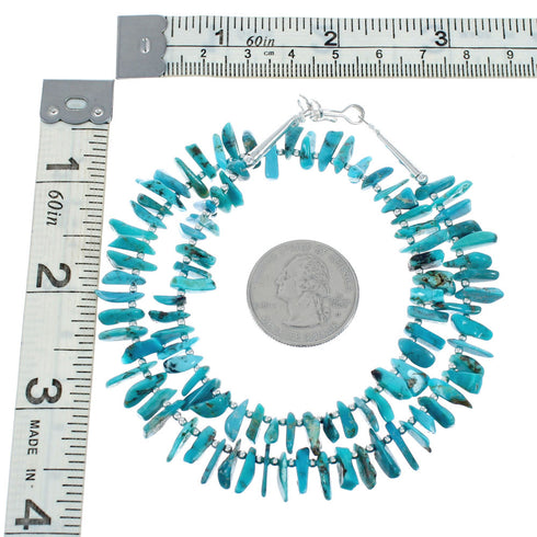 Genuine Southwestern Turquoise Sterling Silver Bead Necklace TX10167