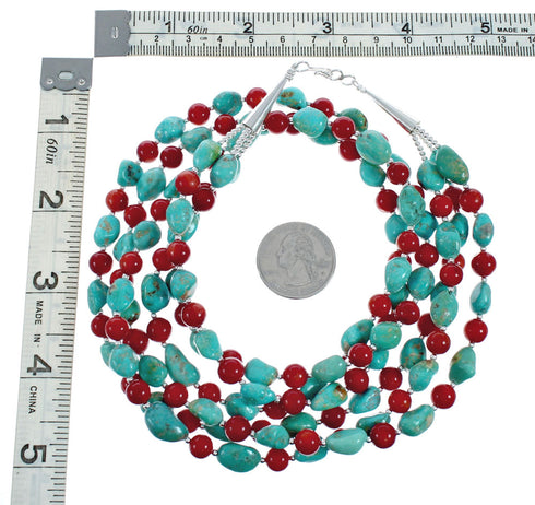 Native American Navajo Multicolor Sterling Silver Necklace Set TX10168