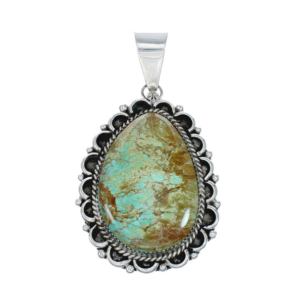 Navajo Native American Sterling Silver Turquoise Pendant TX10169
