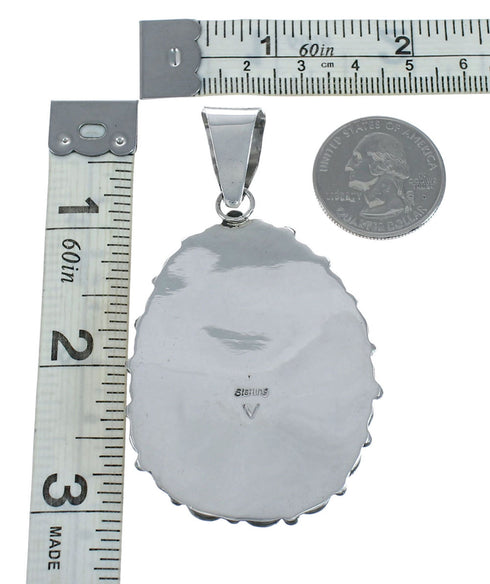 Navajo Native American Sterling Silver Turquoise Pendant TX10169