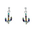 Sterling Silver Southwest Multicolor Cactus Inlay Post Dangle Earrings TX10175